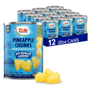Pineapple Chunks in Water with No Sugar Added -  Fruit Cans - 20 Oz - 12 Pack