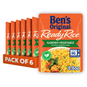 Ready Rice Garden Vegetable Flavored Rice, Easy Dinner Side, 8.8 Oz Pouch (Pack of 6)
