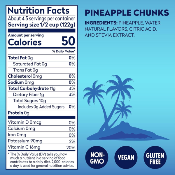 Pineapple Chunks in Water with No Sugar Added -  Fruit Cans - 20 Oz - 12 Pack - Image 4