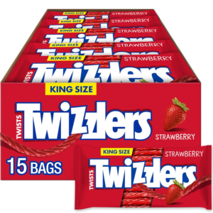 Twists Strawberry Flavored King Size, Chewy Candy Packs, 5 Oz (15 Count)