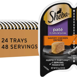 Perfect Portions Paté Adult Wet Cat Food Trays (24 Count, 48 Servings), Savory Chicken Entrée, Easy Peel Twin-Pack Trays