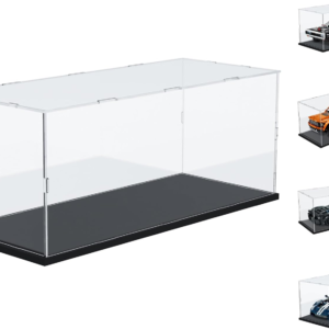 Acrylic Display Case for Lego Jazz Quartet for Lego Dodge Charger for Lego Batmobile for Lego Car Display Thickened Clear Acrylic Display Cases for Collectibles Assemble Dustproof(Black Base)