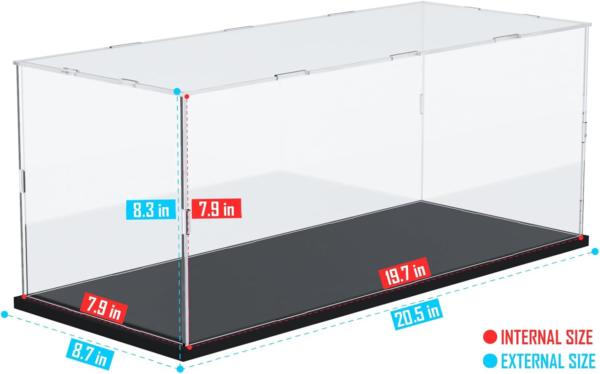 Acrylic Display Case for Lego Jazz Quartet for Lego Dodge Charger for Lego Batmobile for Lego Car Display Thickened Clear Acrylic Display Cases for Collectibles Assemble Dustproof(Black Base) - Image 2
