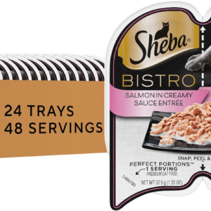 Perfect Portions Bistro Adult Wet Cat Food, Salmon in Creamy Sauce Entree, (24) 2.6 Oz. Twin-Pack Trays
